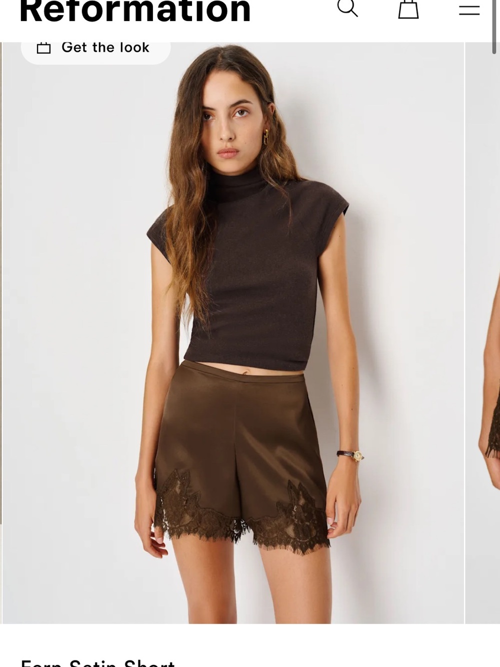 Reformation fern satin shorts NWT